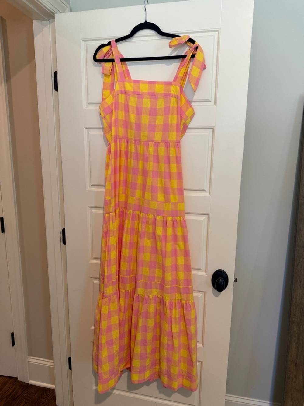 Aura Pink and Yellow Gingham Maxi Dress